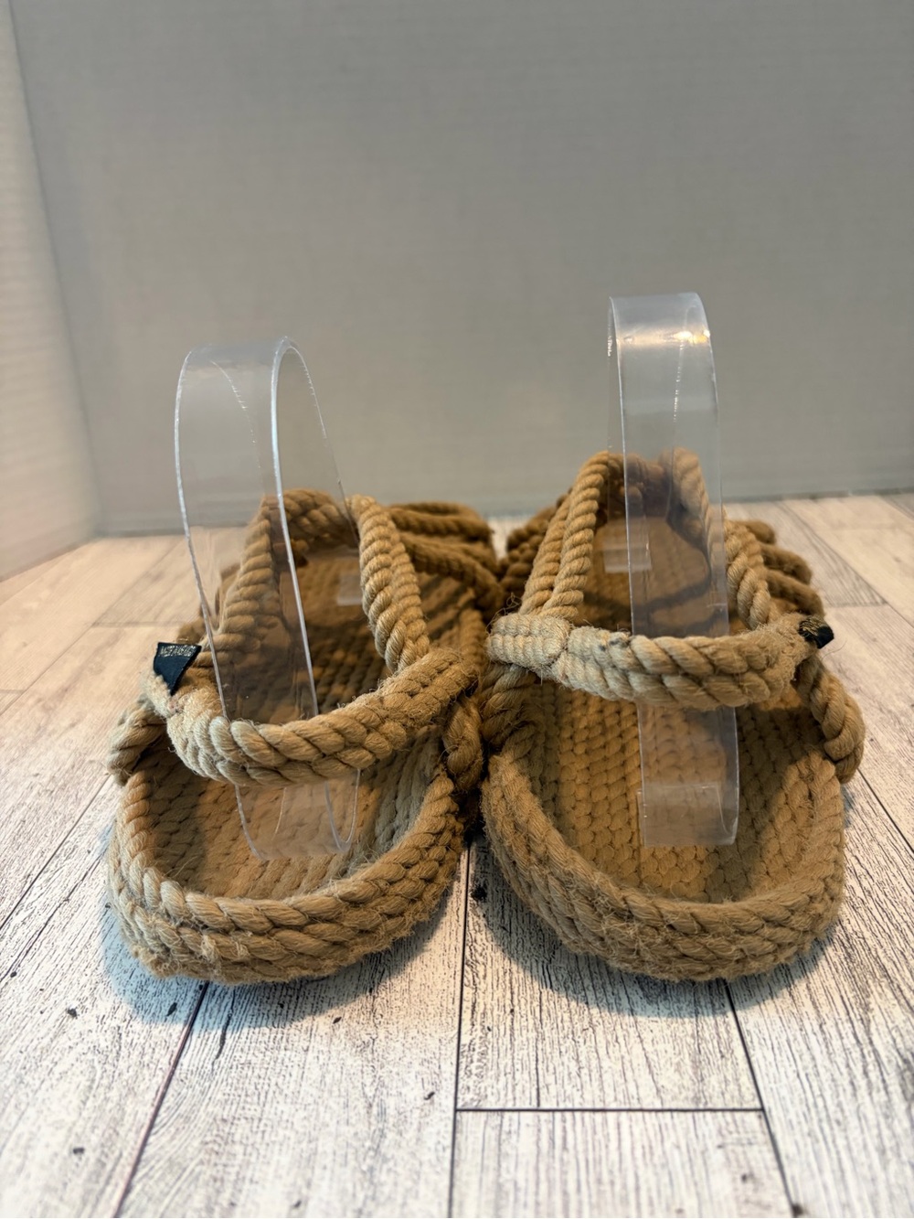 VTG Gurkees Handmade Rope Flat Sandals Beige Boho Hippie Women’s Size 7-8 Tan - Picture 4 of 7